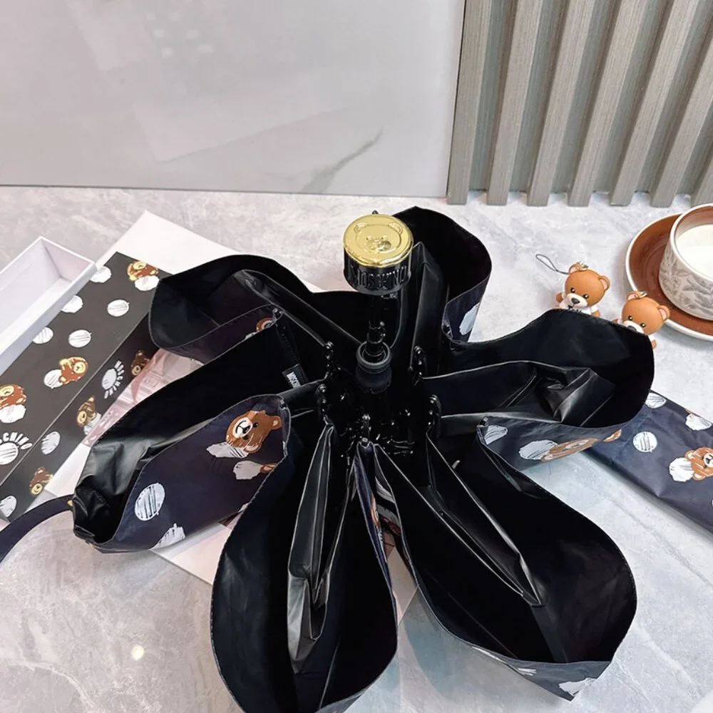 Moschino  Teddy Bear Print Black Folding Umbrella - Picture 5 of 9